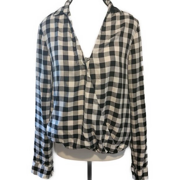 MADEWELL Wrap-Front Shirt in Buffalo Check - size S - Picture 2 of 5